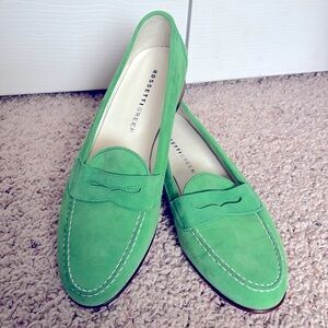 Genuine Soft Suede green Fratelli Rossetti Penny Loafers Like New Italy sz 8.5 M